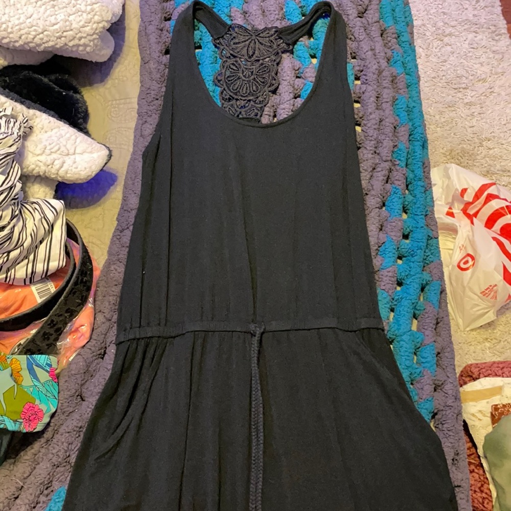 Black arie romper with lace back size M